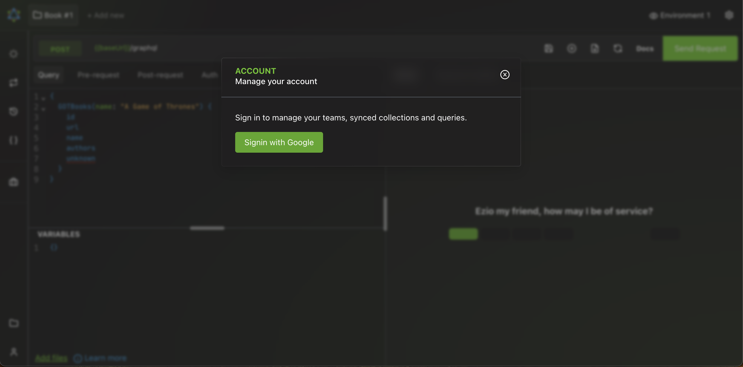 Login dialog